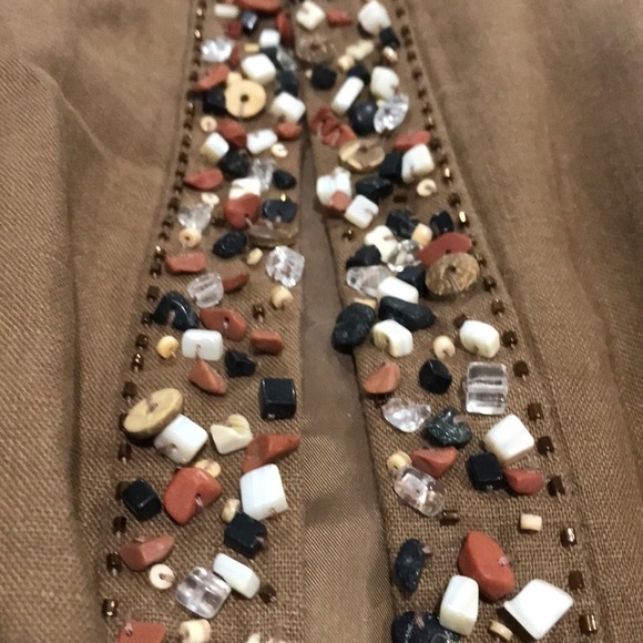 Jm Collection linen beaded brown blazer jacket size 18 - Picture 4 of 8
